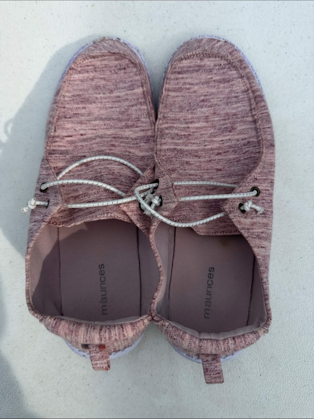 Maurices Heathered Pink Knit Slip-On Moccasins